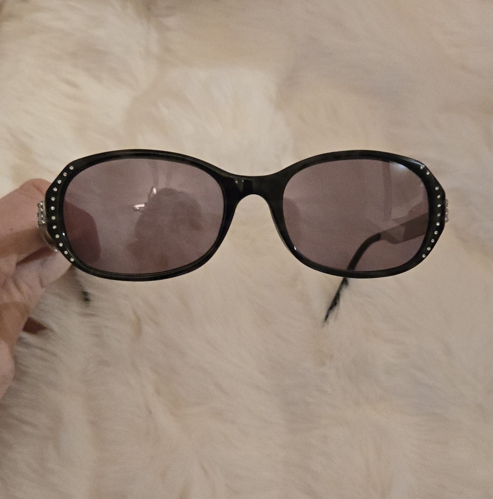 Vintage Versace Black Sunglasses with Rhinestone Detail